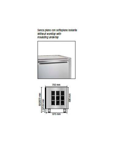 Tavolo Refrigerato GN 1/1 con 4 porte, senza piano di lavoro cm 232x70x80h