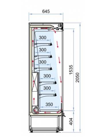 Espositore murale inox refrigerato frigorifero cm 76x58x200h