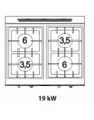 Cucina elettrica 6 piastre su forno elettrico e armadio. m.90/12