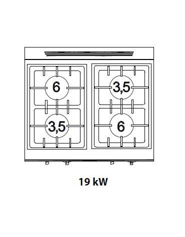 Cucina elettrica 6 piastre su forno elettrico e armadio. m.90/12