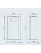 Cestino portarifiuti di forma ellittica in acciaio zincato e verniciato, coperchio con spegnisigarette - cm 63x43x93,3h