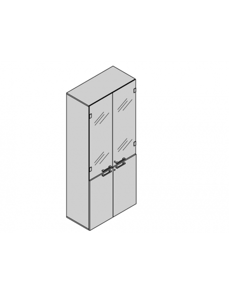 Contenitore 2 ante basse legno 2 ante vetro fumè 90x45x213h