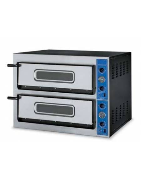 Forno pizza elettrico in  in alluminio nero 8 pizze (Ø 300 mm) - 2 camere di cottura con dim. mm 610x610x140h x 2