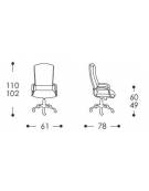 Poltrona direzionale braccioli e base in acciaio cromato - alzata a gas con movimento oscillante cm 61x78x102/110h