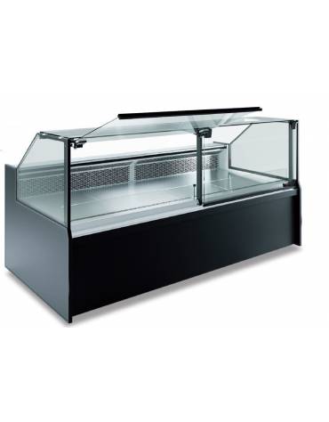 Vetrina gastronomia in acciaio verniciato, plastica e vetro - piano di lavoro in acciaio inox - mm L1060xP860xH1120h