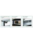 Vetrina gastronomia in acciaio verniciato, plastica e vetro - piano di lavoro in acciaio inox - mm L1370xP1165xH1230h