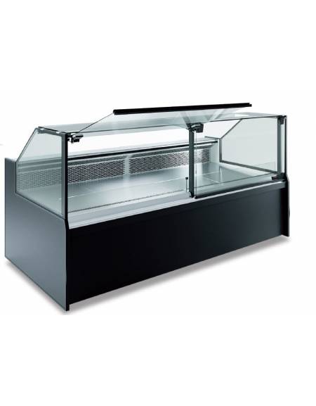 Vetrina gastronomia in acciaio verniciato, plastica e vetro - piano di lavoro in acciaio inox - mm L1300xP860xH1120h