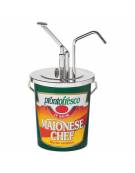 Dispenser cilindrico in acciaio e vetro - dosaggio regolabile - porzione salsa 30 ml - capacità  2 Lt - mm Ø 100x455h