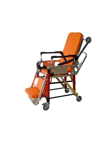 Barella a sedia in lega di alluminio, 2 ruote fisse Ø 12 cm di cui una dotata di blocco, portata 159 Kg. - cm 190x57x85h