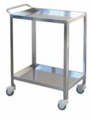 Carrello medicazione inox, con maniglia, 2 ripiani, 4 rotelle girevoli Ø cm 6 - cm 60x40x81h