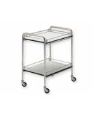 Carrello medicazione con corpo e maniglie in alluminio  - con spondine - piccolo - cm 60x40x77h