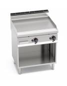 Fry top a gas doppio - Piastra Liscia in acciaio satinato - cm 80x70x85/90h