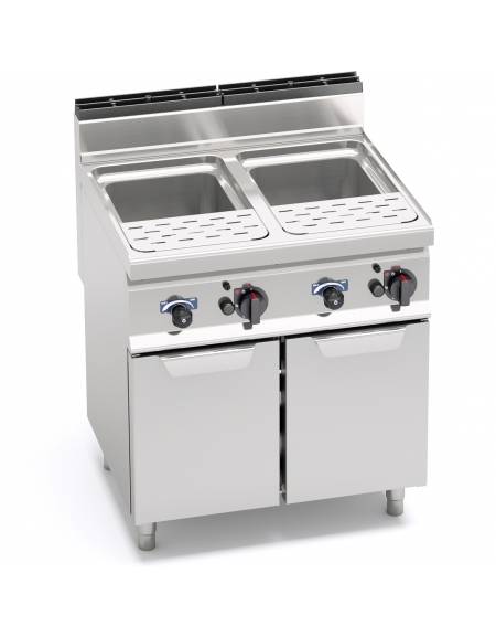 Cuocipasta a gas 2 Vasche Lt. 30+30 in acciaio inox AISI 316 - potenza kw 20 - cm 80x71,4x85/90h