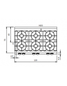 Cucina inox a gas da banco 6 fuochi professionale per ristorante, bacinelle smaltate - cm 120x73x28h