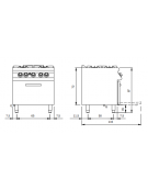 Cucina a gas, 4 fuochi con forno elettrico statico - Bacinelle smaltate - cm 80x90x85h