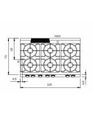 Cucina gas professionale 6 fuochi con forno a gas GN 2/1 statico e armadio neutro - cm 120x73x87h