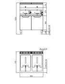 Friggitrice professionale a gas su mobile 2 Vasche da lt. 20+20 - cm 80x71,4x90h - Accensione piezoelettrica