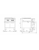 Piano di cottura a gas 2 fuochi + tuttapiastra su vano aperto - potenza totale 15,2 Kw - cm 80x73x87h