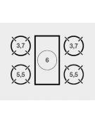 Piano di cottura a gas 4 fuochi + tuttapiastra su vano aperto - potenza totale 24,4 Kw - cm 120x73x87h