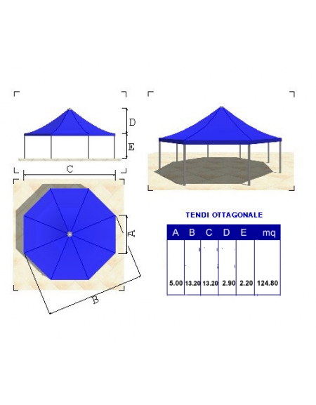 Tendi ottagonale lato metri 5