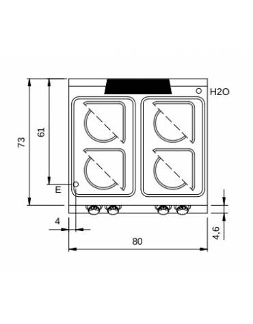 Cucina elettrica professionale 4 Piastre quadre + Forno elettrico - potenza totale 16,4 KW - cm.80x73x87h