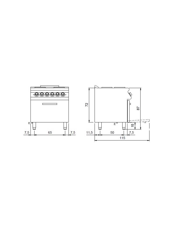 CUCINA ELETTRICA 4 PIASTRE TONDE + FORNO ELETTRICO 1/1 - 21723800 - Cucine  professionali