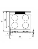 Piano di cottura elettrico ad infrarossi da banco - 4 zone cottura - potenza 4x2,5 kW - cm 80x73x28h