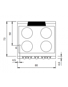 Piano di cottura elettrico ad infrarossi con forno elettrico - 4 zone cottura - potenza totale 16 kW - cm 80x73x87h