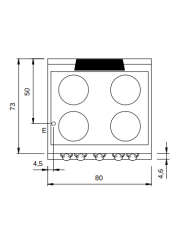 Piano di cottura elettrico ad infrarossi con forno elettrico - 4 zone cottura - potenza totale 16 kW - cm 80x73x87h