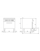 Piano di cottura elettrico ad infrarossi con forno elettrico - 4 zone cottura - potenza totale 16 kW - cm 80x73x87h