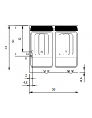 FRIGGITRICE A GAS A VASCA PULITA DA 2 VASCHE LT. 17+17 SU MOBILE - SCAMBIATORI ESTERNI ALLA VASCA - CM 80X73X87H