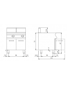 FRIGGITRICE A GAS A VASCA PULITA DA 2 VASCHE LT. 17+17 SU MOBILE - SCAMBIATORI ESTERNI ALLA VASCA - CM 80X73X87H