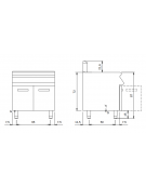 Friggitrice a gas su mobile 2 Vasche da lt. 13+13 con scambiatori in vasca - cm 80x73x87h