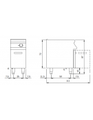 Friggitrice elettrica professionale 1 vasca capacità 17 lt. su armadio chiuso cm 40x73x87h