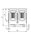 Friggitrice elettrica trifase da banco con 2 vasche da 10+10 Lt - Potenza totale 9 Kw - cm 80x73x28h