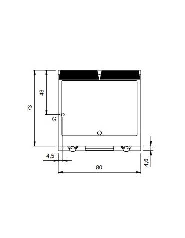 Fry Top a gas su vano con 2 porte, piastra doppia liscia cromata - potenza tot.14 kW - cm 80x73x87h