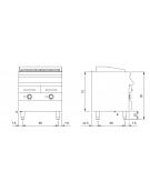 Acqua grill elettrico su mobile chiuso - 2 zone di cottura in acciaio inox - cm 80x73x87h