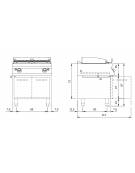 Griglia a pietra lavica a gas doppia su armadio chiuso - 2 zone di cottura - potenza totale 15 Kw - cm 80x73x87h