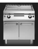 Fry Top a gas su vano con 2 porte, piastra doppia liscia cromata - potenza totale 14 kW - cm 80x90x87h