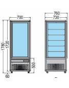 Vetrina verticale con refrigerazione VENTILATA adatta per gelateria e pasticceria, mm 700x680x1910h