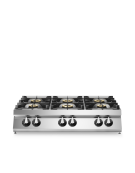 Cucina a gas 6 fuochi da banco con piano stampato - Potenza totale Kw 52 - cm 120x90x28h