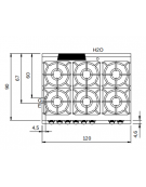 Cucina a gas 6 fuochi con piano stampato e forno elettrico statico GN 2/1 - 4 Fuochi da 10 Kw e 2 da 6 Kw - cm 120x90x87h