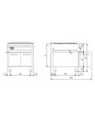 Tuttapiastra a gas su vano con 2 porte - 1 bruciatore da 12 kw - cm 80x90x87h