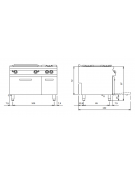 Cucina a gas 4 fuochi + tuttapiastra con forno a gas e porta neutra - piano stampato - potenza totale 51 Kw - cm 120x90x87h