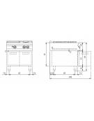 Cucina a gas 2 fuochi + tuttapiastra su vano con 2 porte - bacinelle smaltate - potenza totale 20 Kw - cm 80x90x87h