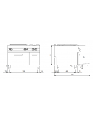 Cucina a gas 4 fuochi + tuttapiastra con forno a gas e porta neutra - bacinelle smaltate - cm 120x90x87h