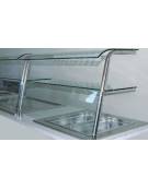 Mensole 2 livelli in cristallo con supporti tubo inox da cm.118