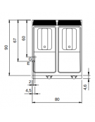 Friggitrice a gas su mobile con 2 vasche libere e bruciatori esterni - 2 Vasche da lt. 17+17 - potenza 16+16 Kw - cm 80x90x87h