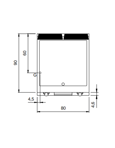 Fry Top a gas doppio con piastra liscia cromata da banco - potenza totale 21 Kw - cm 80x90x28h