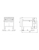 Fry Top a gas doppio con piastra liscia cromata da banco - potenza totale 21 Kw - cm 80x90x28h